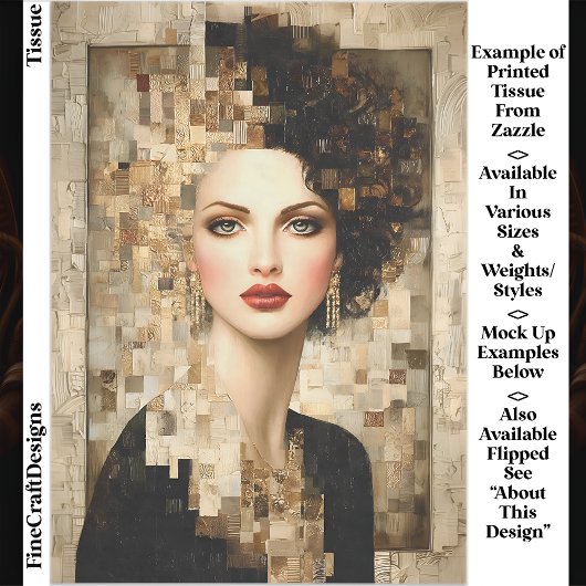 Curry Hair Frau, Mosaikportrait EB8L Decoupage Seidenpapier