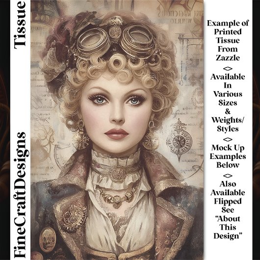 Curry Hair Steampunk Woman Collage DM1LF Decoupage Seidenpapier