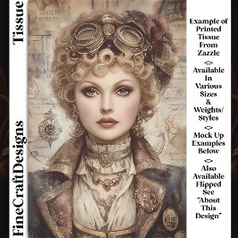 Curry Hair Steampunk Woman Collage DM1RF Decoupage Seidenpapier