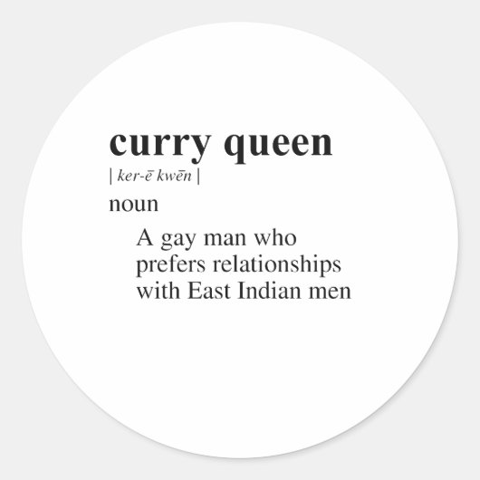 CURRY-KÖNIGIN RUNDER AUFKLEBER (Vorderseite)