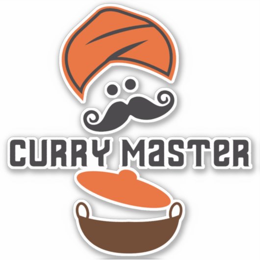 Curry Master, Liebe Cooking, scharfes warmes Essen Aufkleber (Vorderseite)