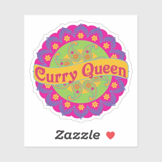 Curry Queen Indian Pattern, scharfe Speisen, Koch Aufkleber (Blatt)