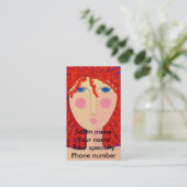 Curry Red Hair Stylist Business Card Terminkarte (Stehend Vorderseite)