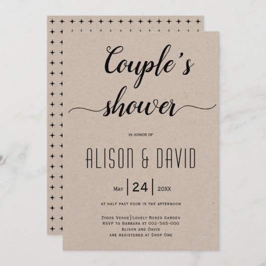 Curry-Script-Kalligraphie-Polterabend in Einladung (Vorne/Hinten)