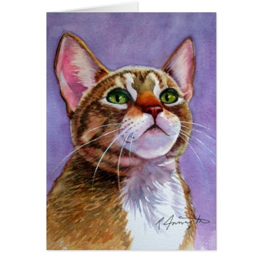 Curry Tabby Cat im Wasserfarben Grußkarte (Vorne)