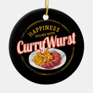 Currywurst Retro-Wurst alte Pommes frites Keramik Ornament