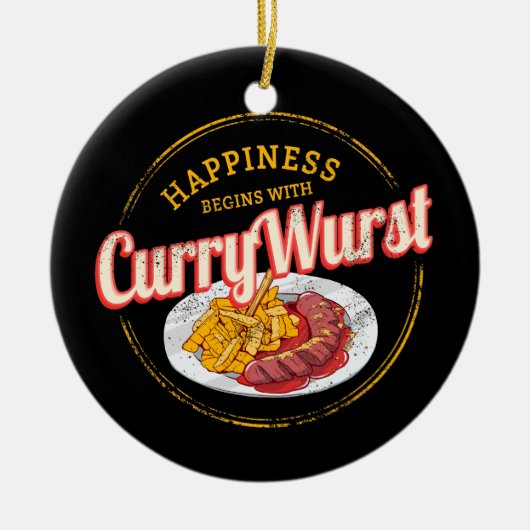 Currywurst Retro Wurst Vintage französische Pommes Keramik Ornament (Vorne)
