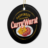 Currywurst Retro Wurst Vintage französische Pommes Keramik Ornament (Links)
