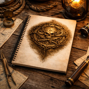 Cursed Coin Pirate – Umschlag aus gealtertem Perga Notizblock