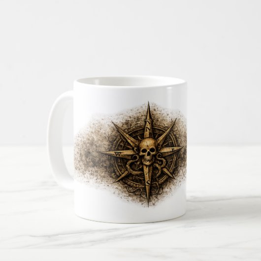 Cursed Compass Sigil Pirate Kaffeetasse (Vorderseite Links)