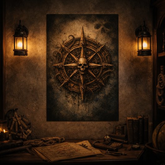 Cursed Compass Sigil Pirate Poster