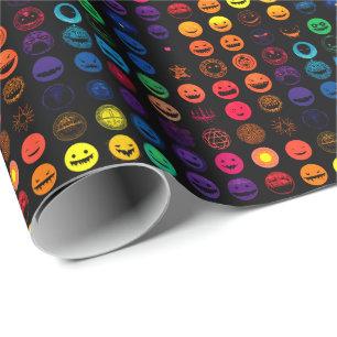 Cursed Emoji Chaos - Neon-Horror-Gesichter Geschenkpapier