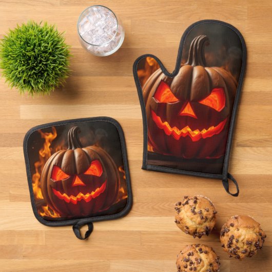 Cursed Jack-O-Lantern Hellfire Oven Mitt Set (Oben Unten)