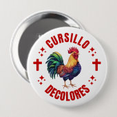 Cursillo Decolores Bunter Hahn mit Kreuzen Button (Vorne & Hinten)