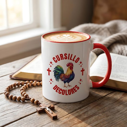 Cursillo Decolores Bunter Hahn mit Kreuzen Tasse