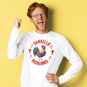 Cursillo Decolores Farbenfrohe Rooster mit Crosses T-Shirt