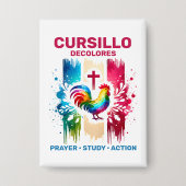 Cursillo DeColores Hahn & Kreuz Pinselstriche Button (Vorderseite)
