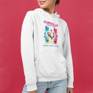 Cursillo DeColores Hahn & Kreuz Pinselstriche Hoodie