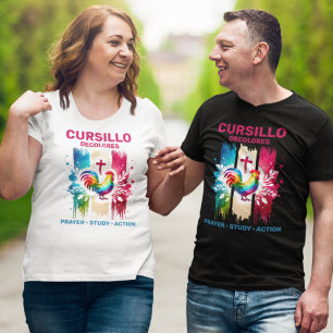 Cursillo DeColores Rooster & Cross Brush Strokes T-Shirt
