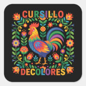Cursillo DeColores Spanischer Volkskunst Hahn Quadratischer Aufkleber (Vorderseite)