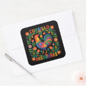 Cursillo DeColores Spanischer Volkskunst Hahn Quadratischer Aufkleber (Umschlag)