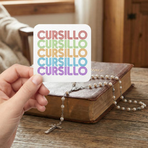 Cursillo Farbiger Gestapelter Regenbogen DeColores Quadratischer Aufkleber