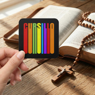 Cursillo Farbiger Verlängerter Text Christlicher G Quadratischer Aufkleber