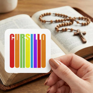 Cursillo Farbiger Verlängerter Text Christlicher G Quadratischer Aufkleber