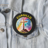Cursillo Holzkreuz mit Regenbogen und Wolken Button (Beispiel)
