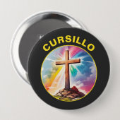 Cursillo Holzkreuz mit Regenbogen und Wolken Button (Vorne & Hinten)