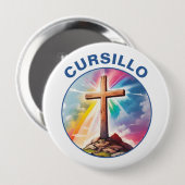 Cursillo Holzkreuz mit Regenbogen und Wolken Button (Vorne & Hinten)