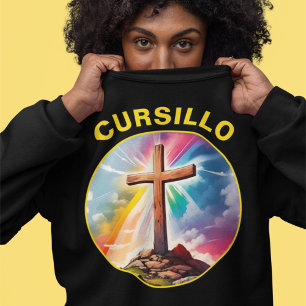 Cursillo Holzkreuz mit Regenbogen und Wolken Sweatshirt