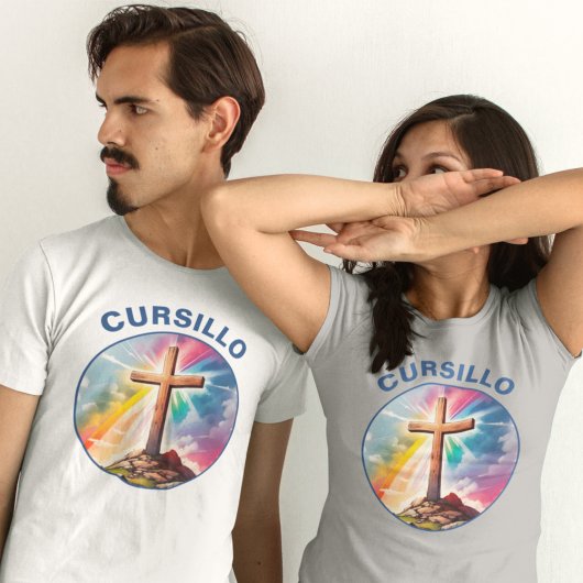 Cursillo-Holzkreuz mit Regenbogen und Wolken T-Shirt