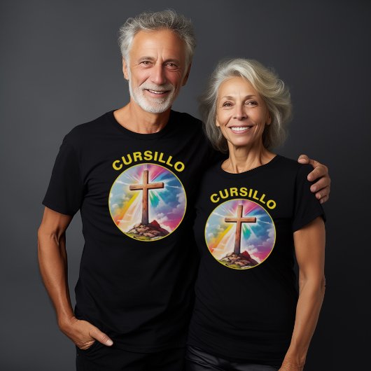 Cursillo-Holzkreuz mit Regenbogen und Wolken T-Shirt