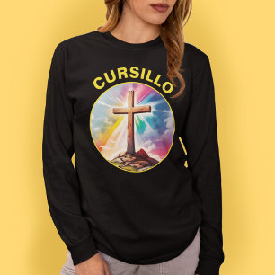 Cursillo-Holzkreuz mit Regenbogen und Wolken T-Shirt