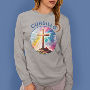 Cursillo-Holzkreuz mit Regenbogen und Wolken T-Shirt