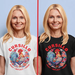 Cursillo Rooster mit Rose Beten Reflektieren Wachs T-Shirt
