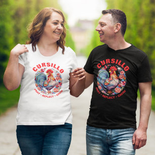 Cursillo Rooster mit Rose Beten Reflektieren Wachs T-Shirt
