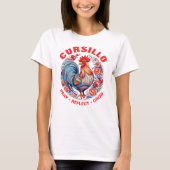 Cursillo Rooster mit Rose Beten Reflektieren Wachs T-Shirt (Vorderseite)