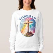 Cursillo Wood Cross With Rainbow and Clouds Sweatshirt (Vorderseite)