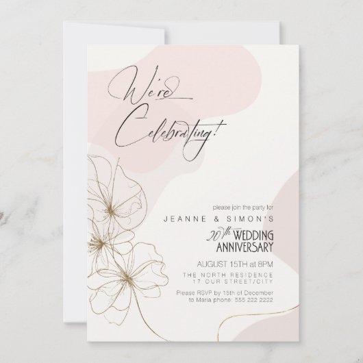 Cursive Bläserei 20 Jahre Blush ID1168 Einladung (Vorderseite)