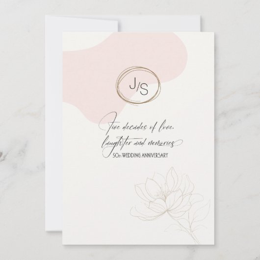 Cursive Blumenmuster 50 Jahre Jubiläum Blush ID116 Einladung (Rückseite)