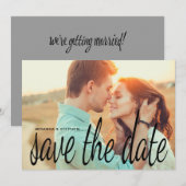 Cursive Chic Save the Date Hochzeitsfotokarte (Vorne/Hinten)