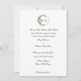 Cursive Elegance mit einem floralen Monogramm Einladung