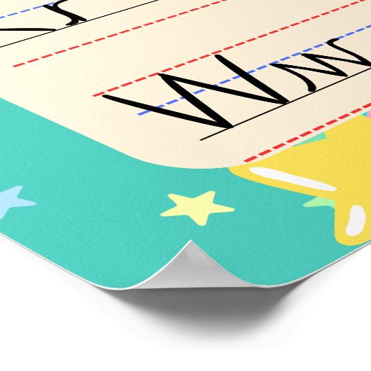 Cursive English Alphabet - Retro Pop Poster (Ecke)