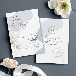 Cursive Floral 10 Jahre Jahrestag Dusty Blue ID116 Einladung