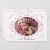 Cursive Frame Foto Geburtserklärung Einladung (Vorne/Hinten)