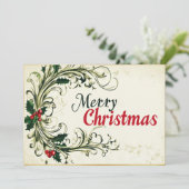 Cursive frohe Weihnachten mit Grün (Stehend Vorderseite)