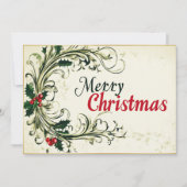 Cursive frohe Weihnachten mit Grün (Vorderseite)