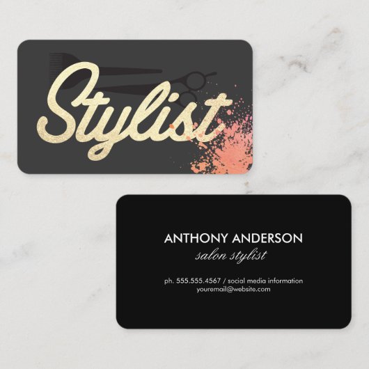 Cursive Glamour Stylist Schriftart | Ausdrücklich Visitenkarte (Vorne/Hinten)